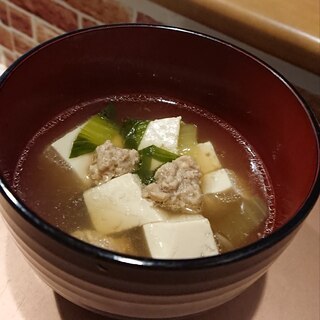 豆腐とひき肉のスープ♡